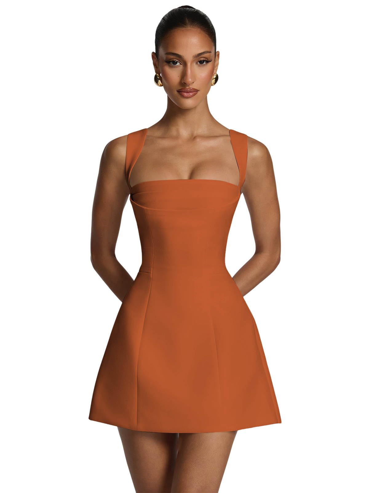 Satin Homecoming Dresses for Teens Square Neck Short Prom Dress Pleated A Line Corset Mini Cocktail Party Gown
