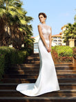 Trumpet/Mermaid High Neck Beading Sleeveless Long Satin Wedding Dresses Bridal Gowns