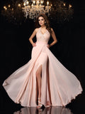 Vestido de noche de graduación de gasa largo sin mangas con encaje halter y corte princesa