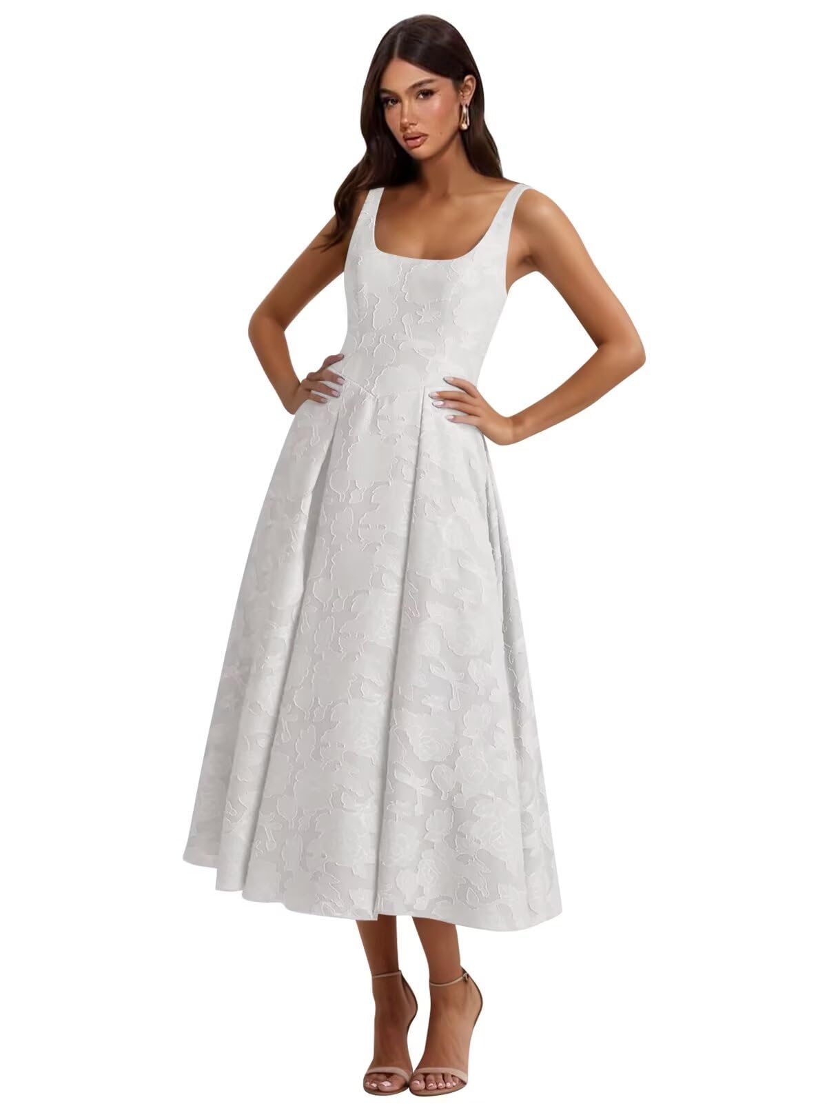 Floral Lace Bridesmaid Dresses for Women Tea Length A Line Pleated Wedding Guest Dress Formal Gown
