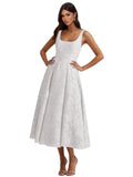Floral Lace Bridesmaid Dresses for Women Tea Length A Line Pleated Wedding Guest Dress Formal Gown