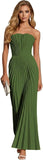 Women's Strapless Pleated Bridesmaid Dress Elegant Sweetheart Neck Formal Prom Gown for Wedding Guest