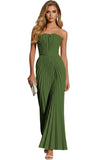 Women's Strapless Pleated Bridesmaid Dress Elegant Sweetheart Neck Formal Prom Gown for Wedding Guest