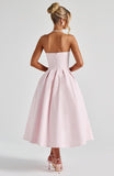 Strapless Satin Tea Length Prom Dresses for Women 2027 A-Line Corset Backless Cocktail Bridesmaid Dress with Pocket