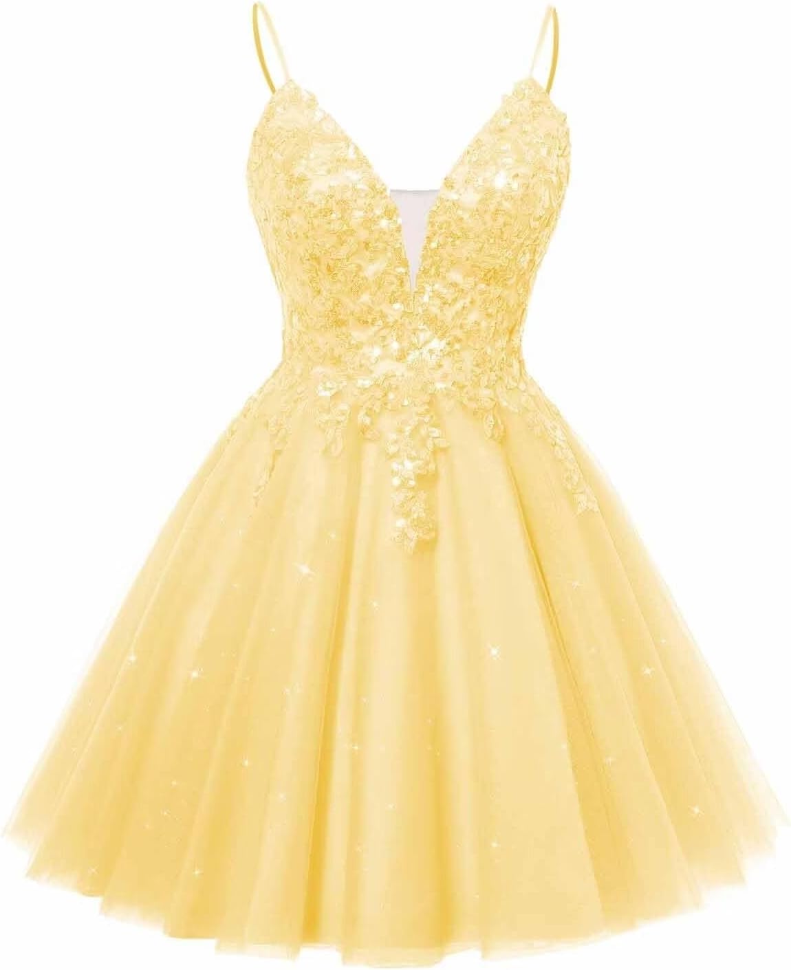 Spaghetti Straps Sequin Lace Appliques Short Homecoming Dresses for Teens Glitter Tulle Prom Party Dresses