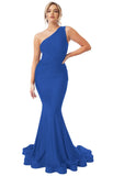 Womens One Shoulder Mermaid Bridesmaid Dresses for Wedding Long Tight Ruched Prom Dresses Evening Formal Gowns