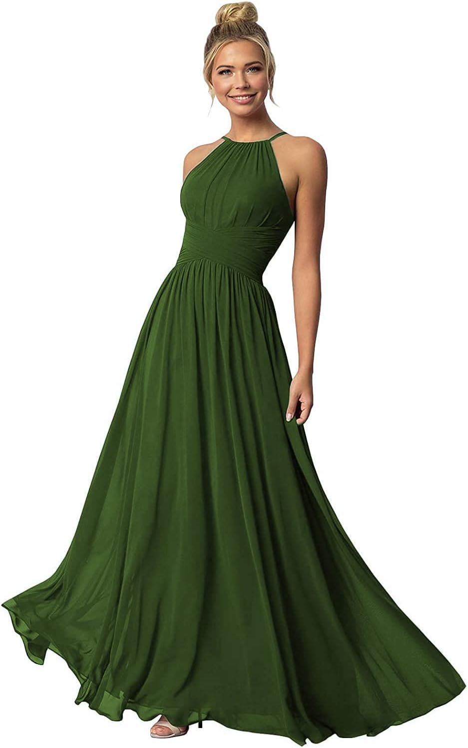 Women's Halter Bridesmaid Dresses Long Chiffon Formal Dresses Evening Party Dress 2026