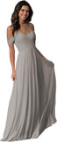 Schulterfreies Chiffon-Brautjungfernkleid mit Taschen für die Hochzeit 
