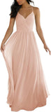 V Neck Bridesmaid Dresses for Women 2025 Long Chiffon Pleated A-line Spaghetti Strap Wedding Evening Prom Gown