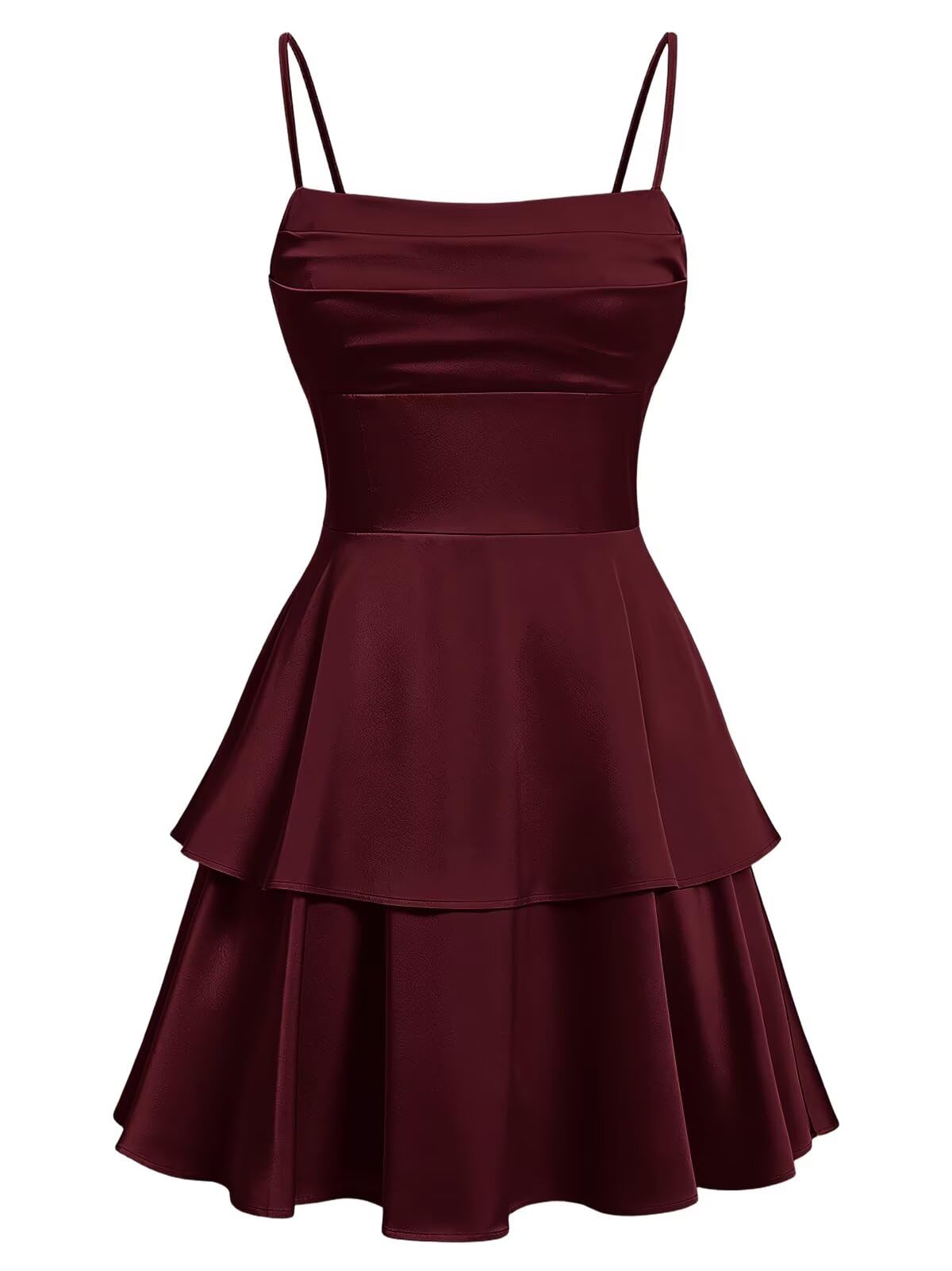 Tiered Satin Homecoming Dresses for Teens Short A Line Tight Spaghetti Strap Formal Cocktail Party Gown 2026