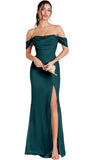 Kingbridal Gowns Off Shoulder Chiffon Bridesmaid Dresses for Women 2026 Long Ruched Cowl Neck Formal Evening Party Dress with Slit