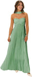 Women's Strapless Chiffon Bridesmaid Dresses with Scarf Long A-Line Pleated Formal Evening Dress