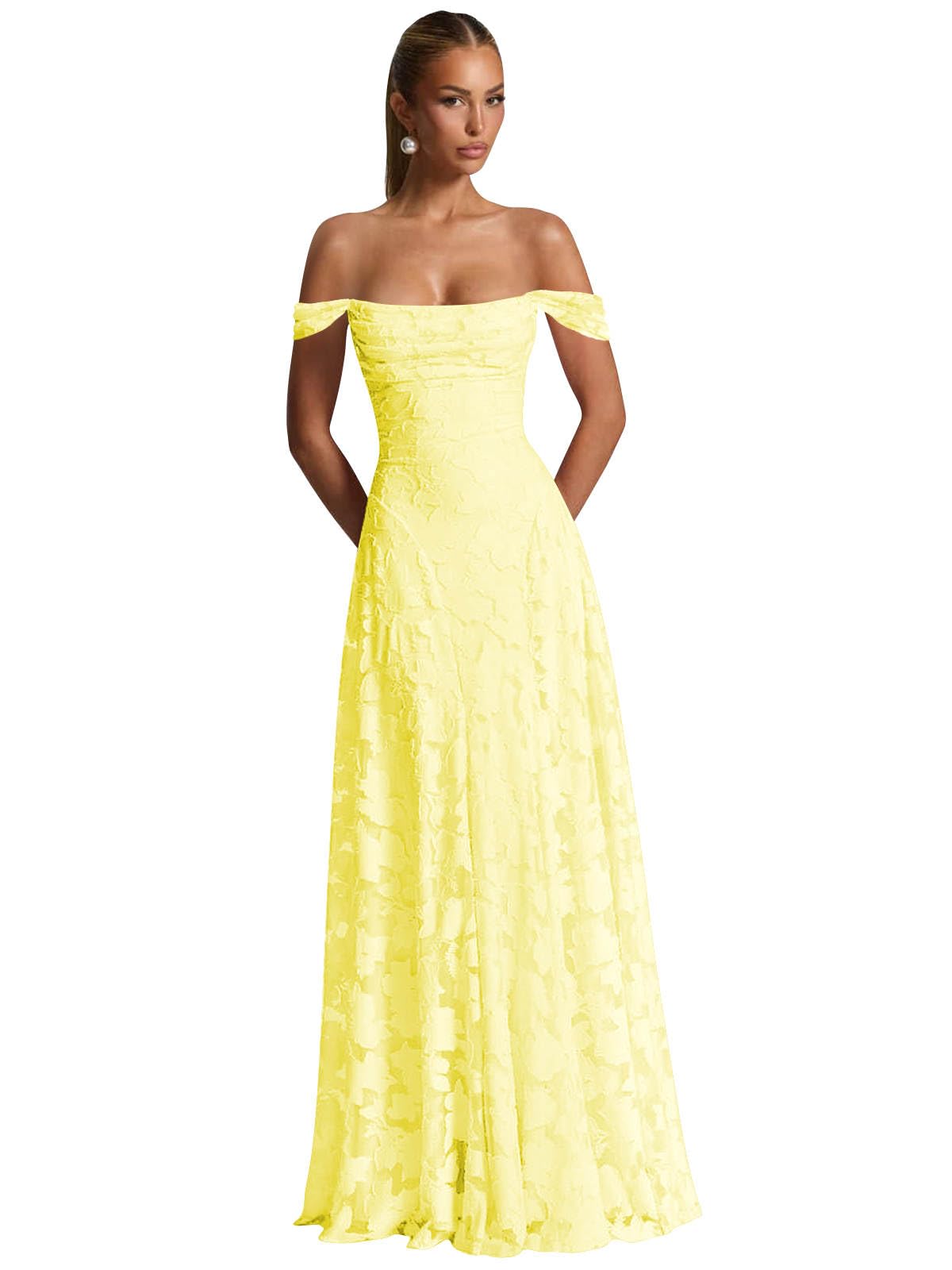 Off The Shoulder Floral Bridesmaid Dresses Long Lace Appliques Formal Gown A Line Wedding Guest Dress