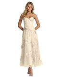 Jacquard Tulle Prom Dresses Spaghetti Straps Formal Evening Party Dress Tea Length