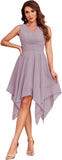 Women's Short Bridesmaid Dresses 2025 V Neck Ruched Chiffon Formal Cocktail Party Dress