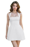 Satin Halter Homecoming Dresses for Teens Short Prom Dress 2027 Mini Formal Evening Cocktail Gowns with Pockets