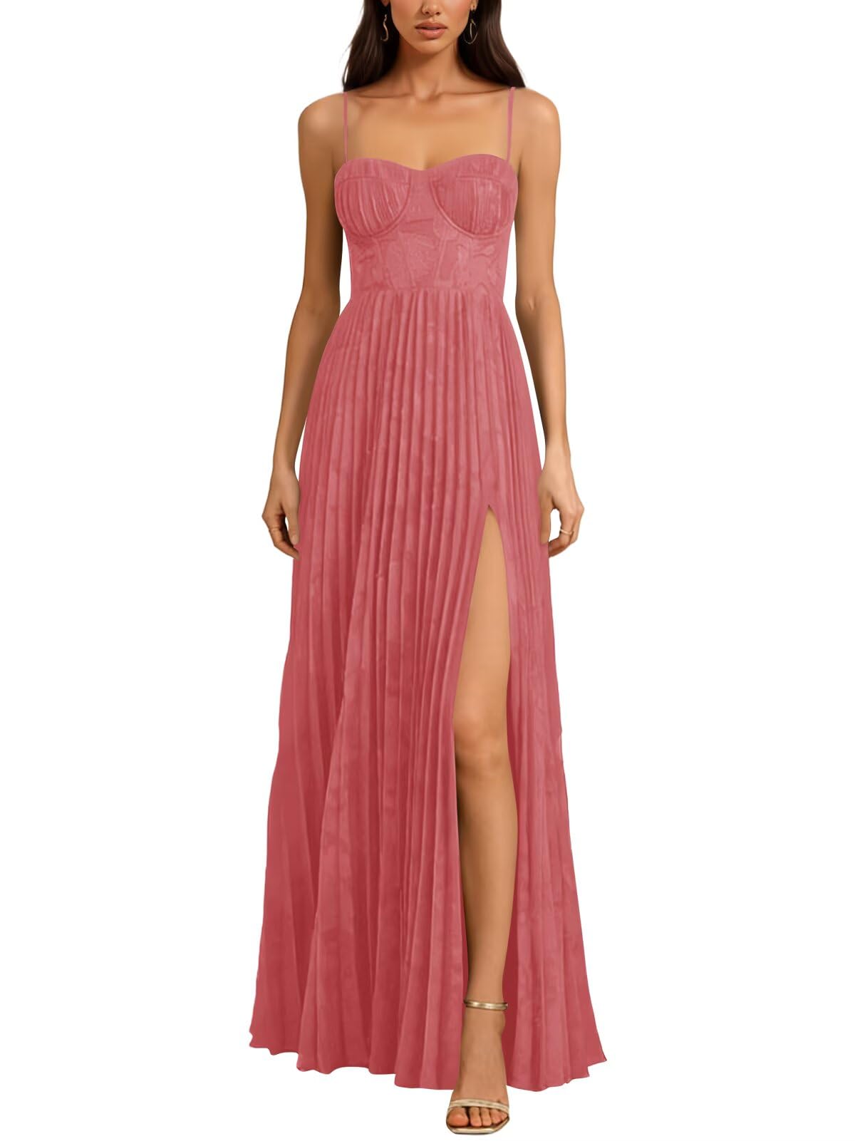 Long Floral Dress for Women Wedding Guest Dress Formal Pleated Prom Dresses 2027