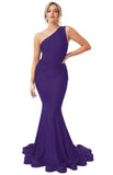 Womens One Shoulder Mermaid Bridesmaid Dresses for Wedding Long Tight Ruched Prom Dresses Evening Formal Gowns