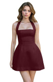 Satin Halter Homecoming Dresses for Teens Short Prom Dress 2027 Mini Formal Evening Cocktail Gowns with Pockets