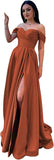 Schulterfreies Satin-Ballkleid, herzförmiger Ausschnitt, formelles Kleid, A-Linie, Abendkleid mit Schlitz 