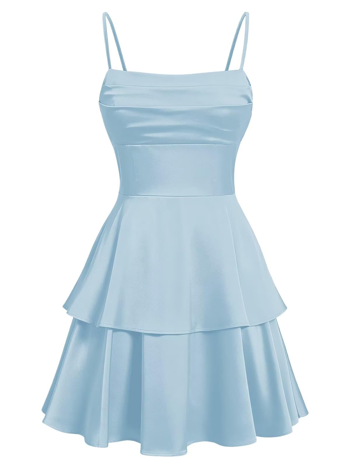 Tiered Satin Homecoming Dresses for Teens Short A Line Tight Spaghetti Strap Formal Cocktail Party Gown 2026
