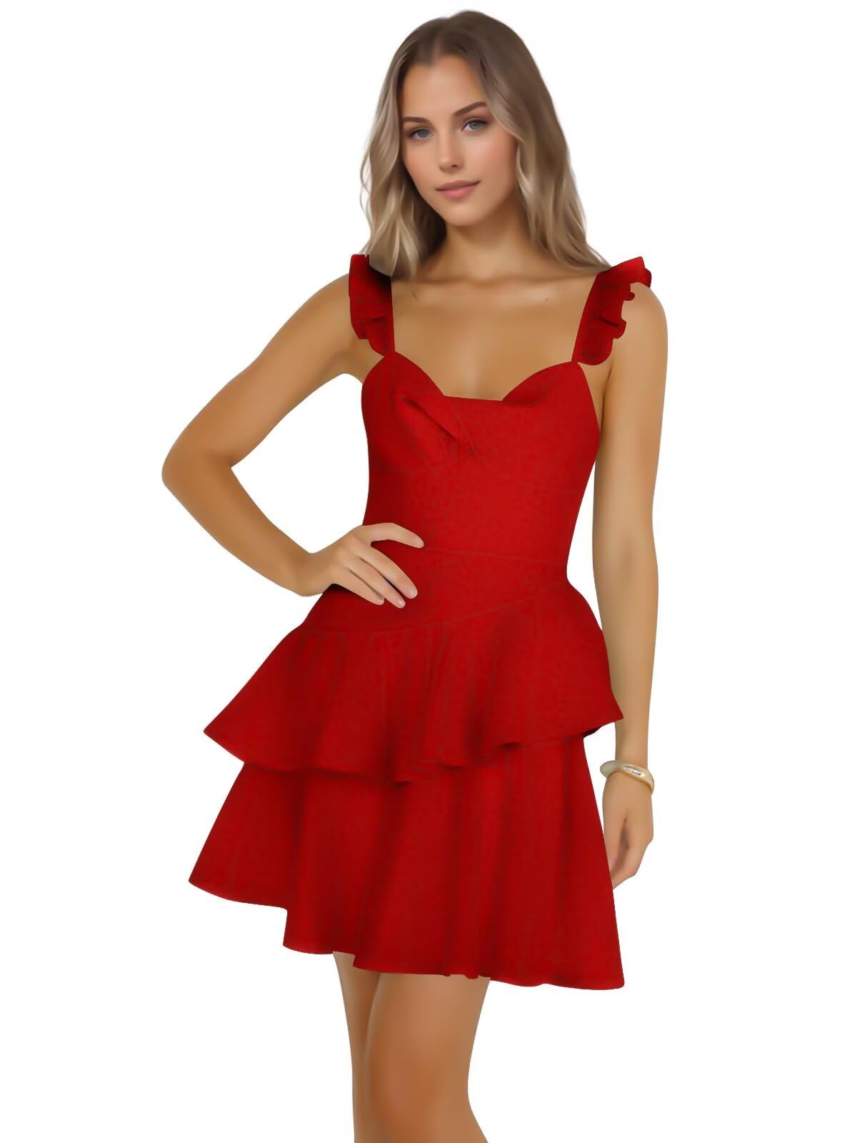 Jacquard Ruffles Homecoming Dresses for Teens Tight Short Prom Gowns Mini Formal Cocktail Party Dress