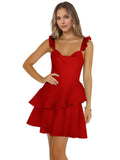 Jacquard Ruffles Homecoming Dresses for Teens Tight Short Prom Gowns Mini Formal Cocktail Party Dress