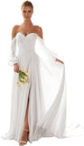 Kingbridal Gowns Lace Appliques Wedding Dresses for Bride Long V Neck Tulle Chiffon A-line Sleeveless Bridal Ball Gown for Women