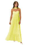 Women's Strapless Chiffon Bridesmaid Dresses with Scarf Long A-Line Pleated Formal Evening Dress