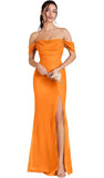 Kingbridal Gowns Off Shoulder Chiffon Bridesmaid Dresses for Women 2026 Long Ruched Cowl Neck Formal Evening Party Dress with Slit