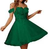 Sparkly Tulle Homecoming Dresses for Teens 2027 3D Flowers Cocktail Gowns Off Shoulder Short Prom Dresses