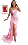Women's Mermaid Prom Dresses Long with Slit 2025 Sequins Satin Spaghetti Straps Formal Evening Party Gown