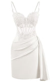 Lace Satin Homecoming Dresses for Teens 2027 Short Prom Dress Spaghetti Straps Corset Cocktail Formal Evening Gowns