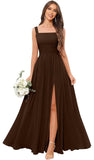 Kingbridal Chiffon A-line Bridesmaid Dresses for Women 2027 Long Square Neck Pleated Formal Evening Party Dress with Slit