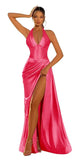 Halter Satin Prom Dresses for Women 2027 Long Mermaid Corset Formal Dress Pleated Evening Party Gowns with Slit