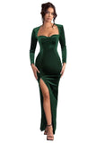 Long Sleeve Mermaid Bridesmaid Dresses for Wedding 2027 Long Velvet Tight Prom Formal Evening Party Gown with Slit