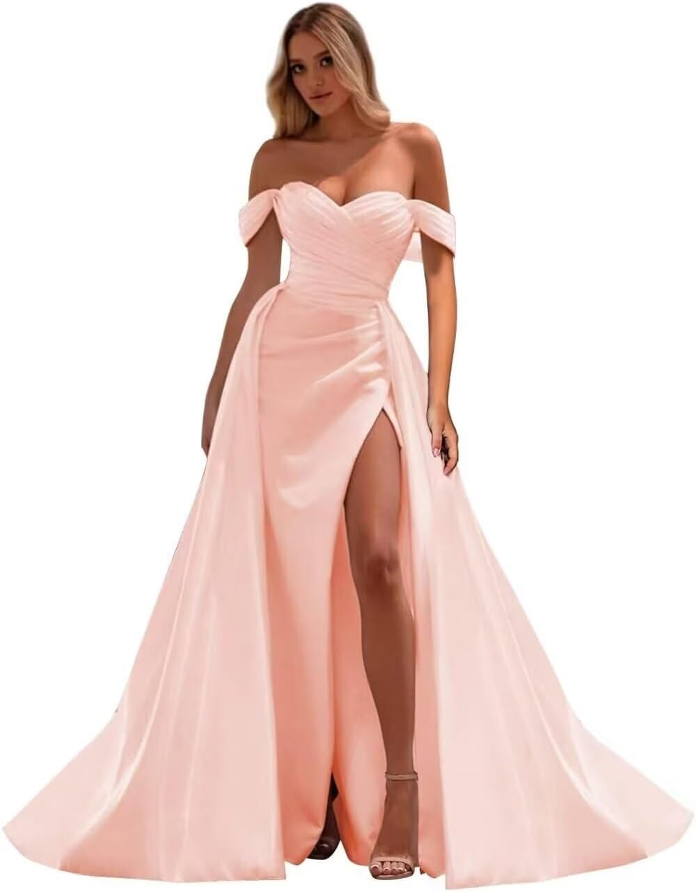 Off The Shoulder Prom Dress 2027 Long Ball Gown with Slit Mermaid Satin Formal Dresses for Women