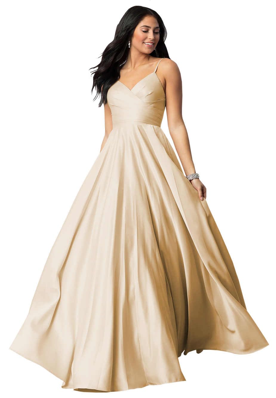 Spaghetti Straps Satin Prom Dresses for Women Long with Pockets Pleated Formal Evening Gowns