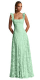 Ruched Jacquard Prom Dresses for Women Teens Ruffle Strap Floral Maxi Formal Dress Evening Gown