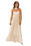 Flowy Chiffon Bridesmaid Prom Dress with Scarf Strapless Pleated Formal Evening Dresses
