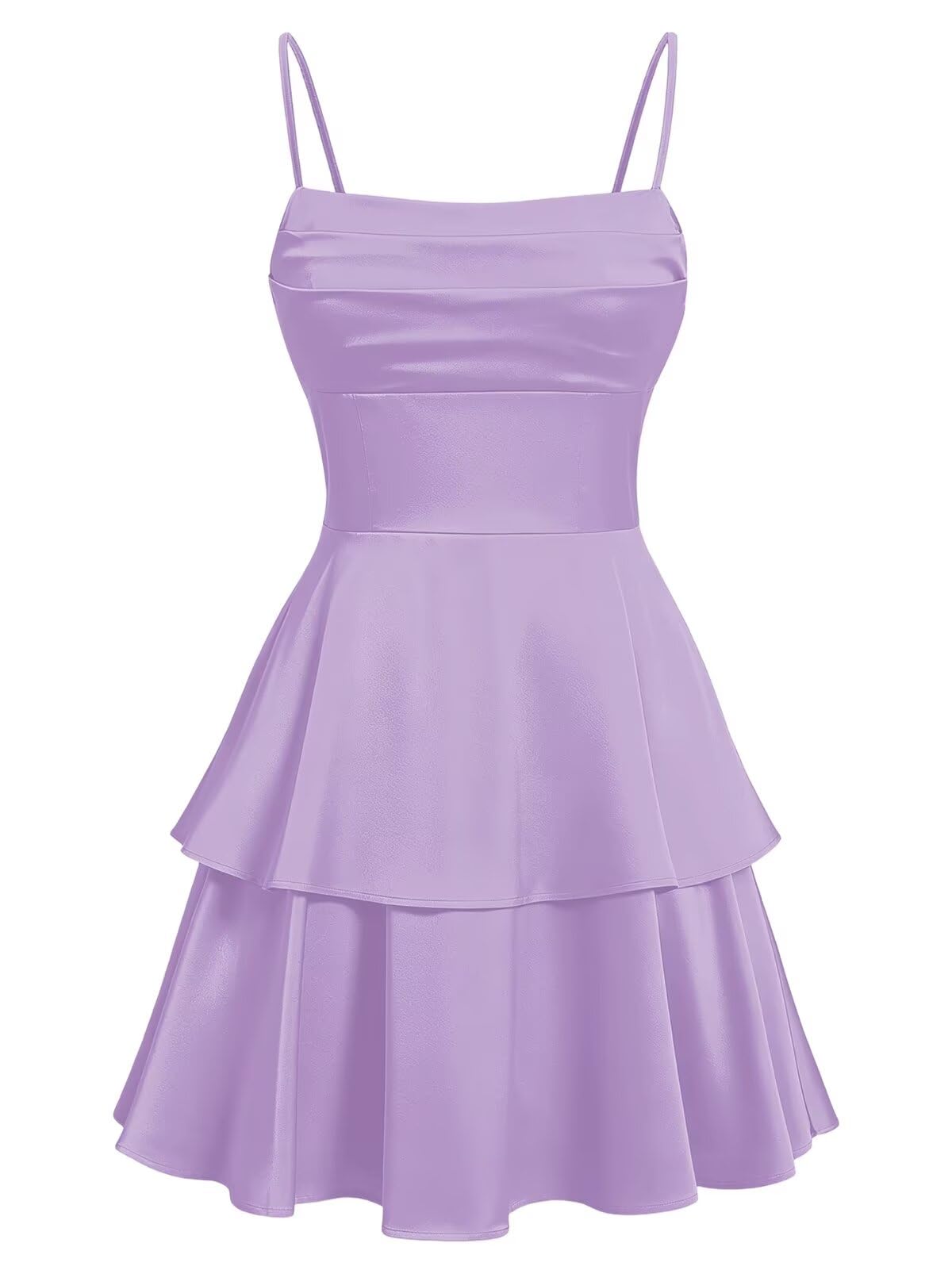 Tiered Satin Homecoming Dresses for Teens Short A Line Tight Spaghetti Strap Formal Cocktail Party Gown 2026