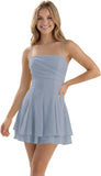 Spaghetti Straps Chiffon Homecoming Dresses for Teens Short 2026 Tiered Ruffle Square Neck Mini Cocktail Gowns