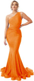 Womens One Shoulder Mermaid Bridesmaid Dresses for Wedding Long Tight Ruched Prom Dresses Evening Formal Gowns