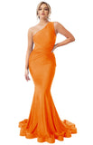 Womens One Shoulder Mermaid Bridesmaid Dresses for Wedding Long Tight Ruched Prom Dresses Evening Formal Gowns