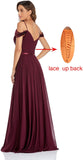 Off The Shoulder Chiffon Bridesmaid Dresses Long Spaghetti Straps A Line Formal Party Dress