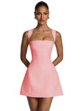 Satin Homecoming Dresses for Teens Square Neck Short Prom Dress Pleated A Line Corset Mini Cocktail Party Gown