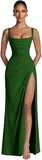 Kingbridal Mermaid Bridesmaid Dresses for Women Square Neck Formal Dress with Slit