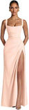 Kingbridal Mermaid Bridesmaid Dresses for Women Square Neck Formal Dress with Slit