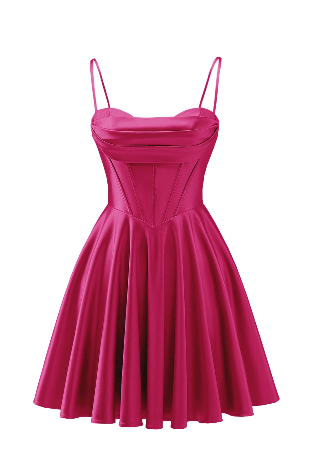 Spaghetti Straps Satin Homecoming Dresses for Teens Ruched Corset Short Prom Dresses 2026