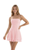 Spaghetti Straps Chiffon Homecoming Dresses for Teens Short 2026 Tiered Ruffle Square Neck Mini Cocktail Gowns
